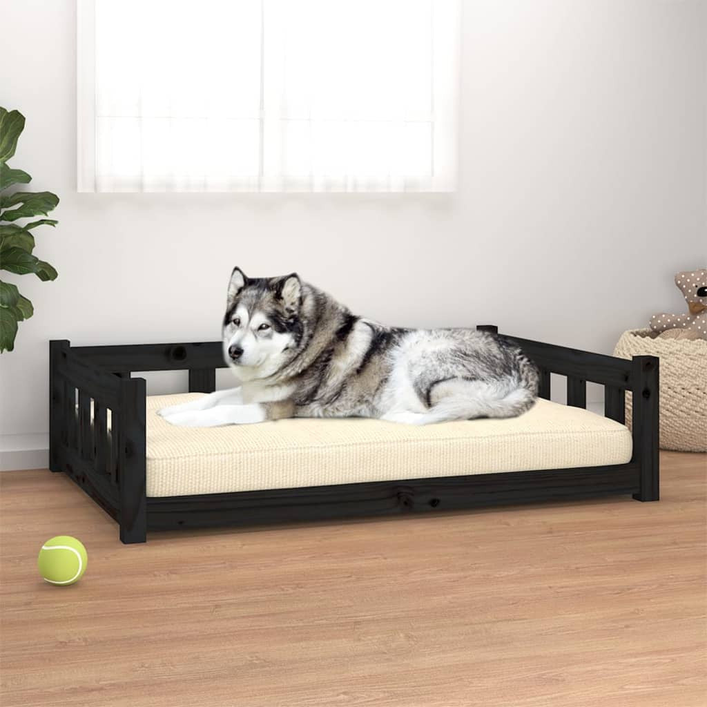 Vidaxl Cama Para Perros Madera Maciza De Pino Negro 105,5x75,5x28 Cm_1