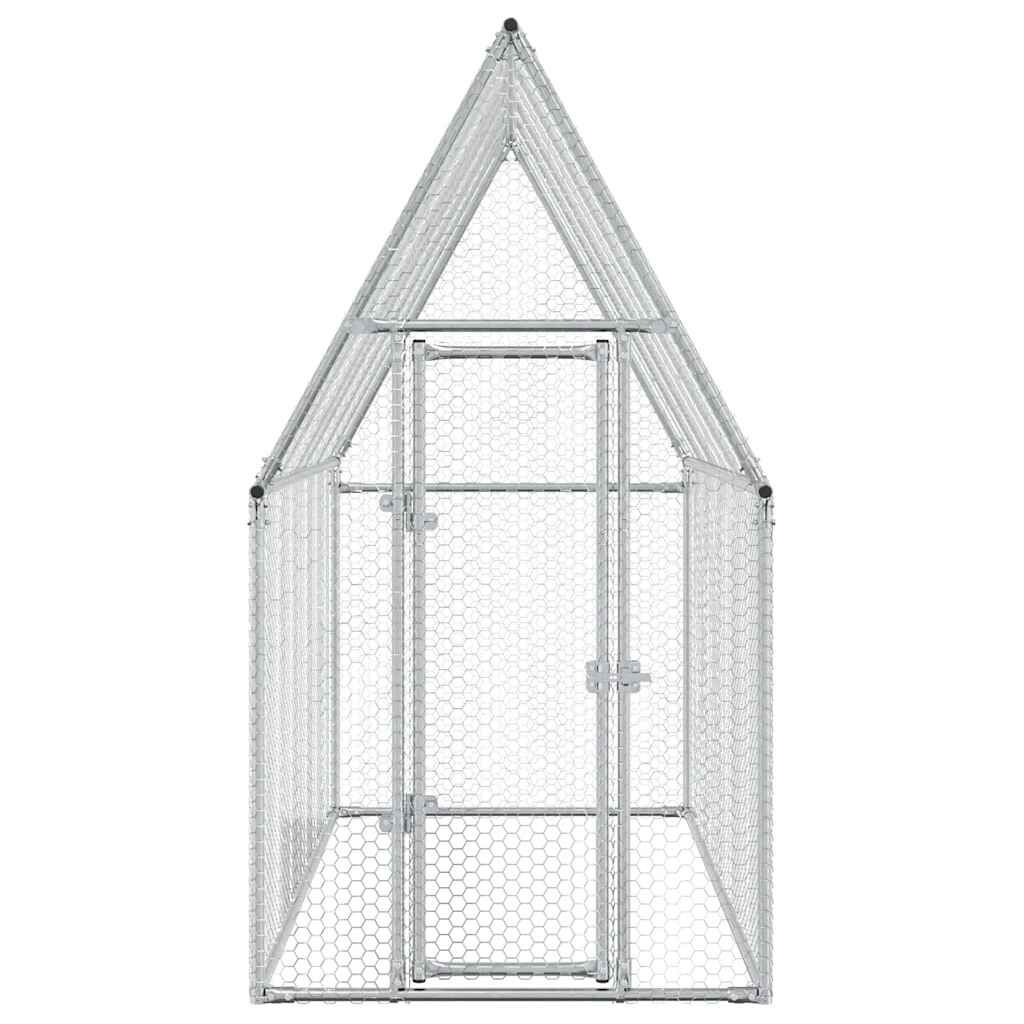 Vidaxl Jaula Para Gallinas Acero Galvanizado Plateado 200x100x190 Cm_4