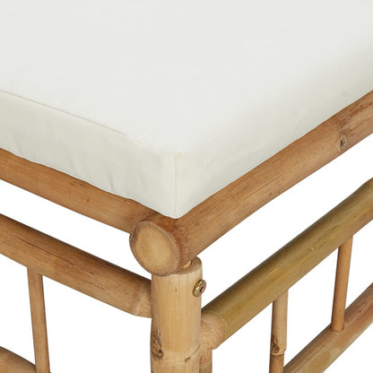 Vidaxl Sofá Esquinero De Jardín Bambú Con Cojines Blanco Crema_5