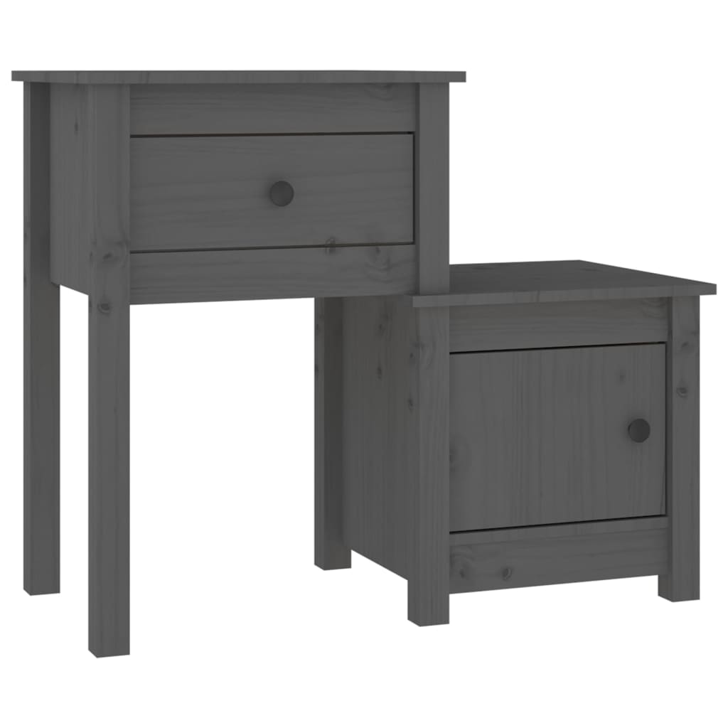 Mesitas De Noche 2 Uds Madera De Pino Gris 79,5x38x65,5 Cm_1