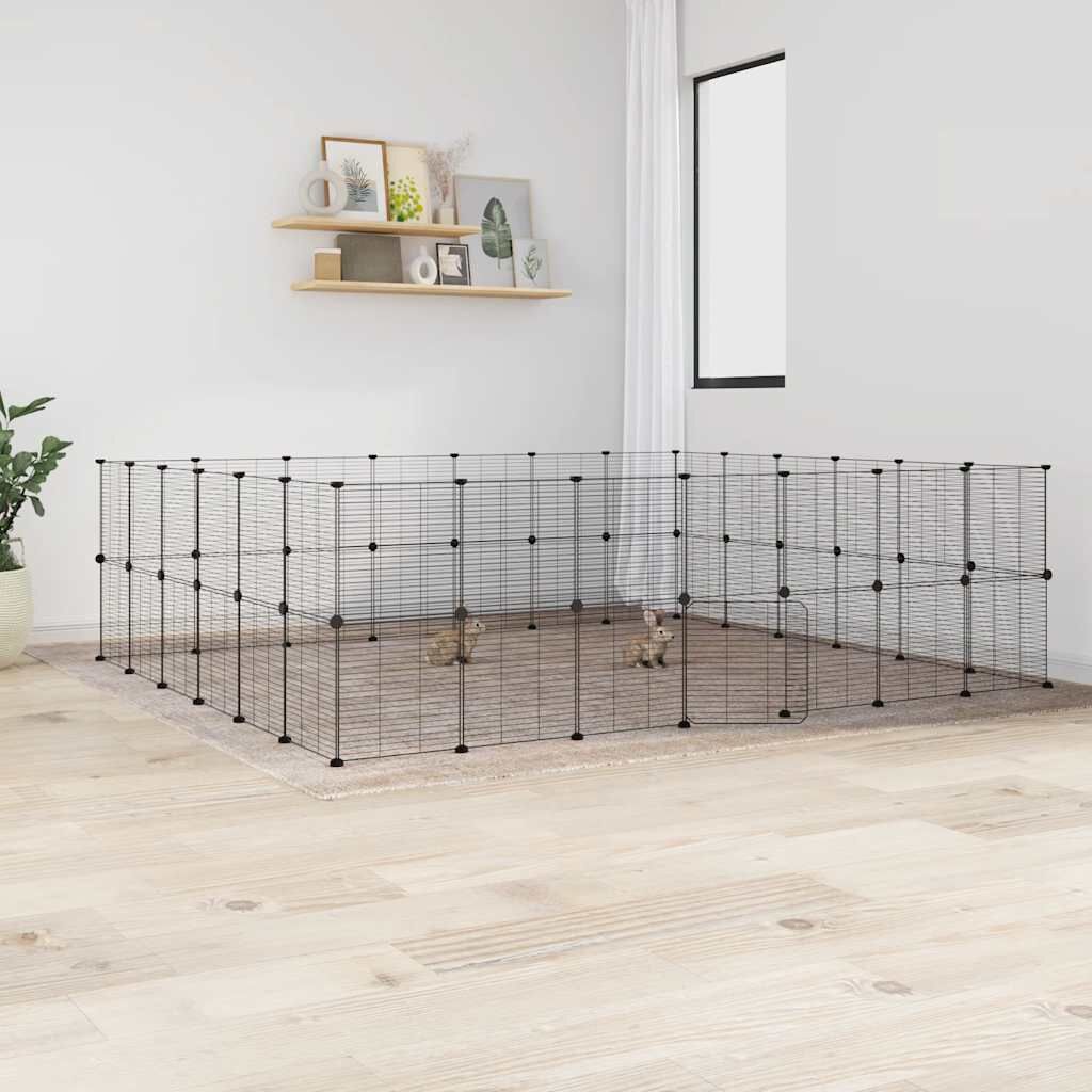 Vidaxl Jaula Para Mascotas De 52 Paneles Puerta Acero Negro 35x35 Cm_1