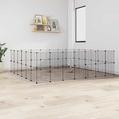 Vidaxl Jaula Para Mascotas De 52 Paneles Puerta Acero Negro 35x35 Cm_1