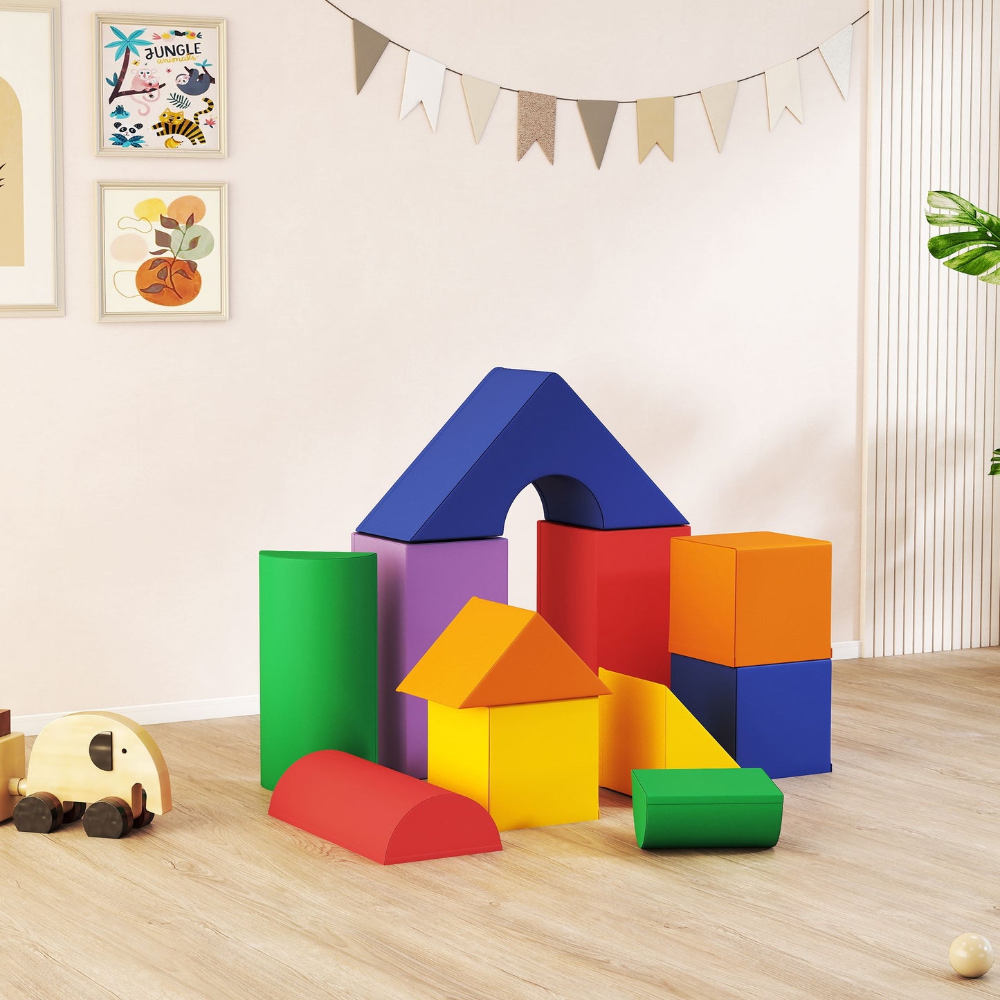 Homcom Juego De 11 Bloques De Espuma Para Niños Bloques Psicomotricidad_1