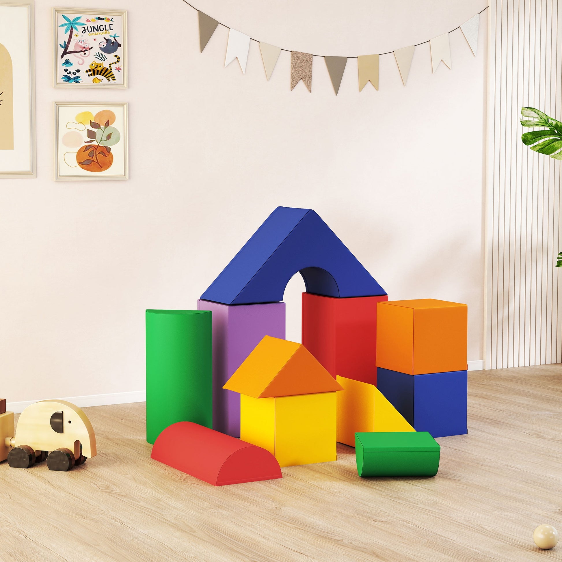 Homcom Juego De 11 Bloques De Espuma Para Niños Bloques Psicomotricidad_1