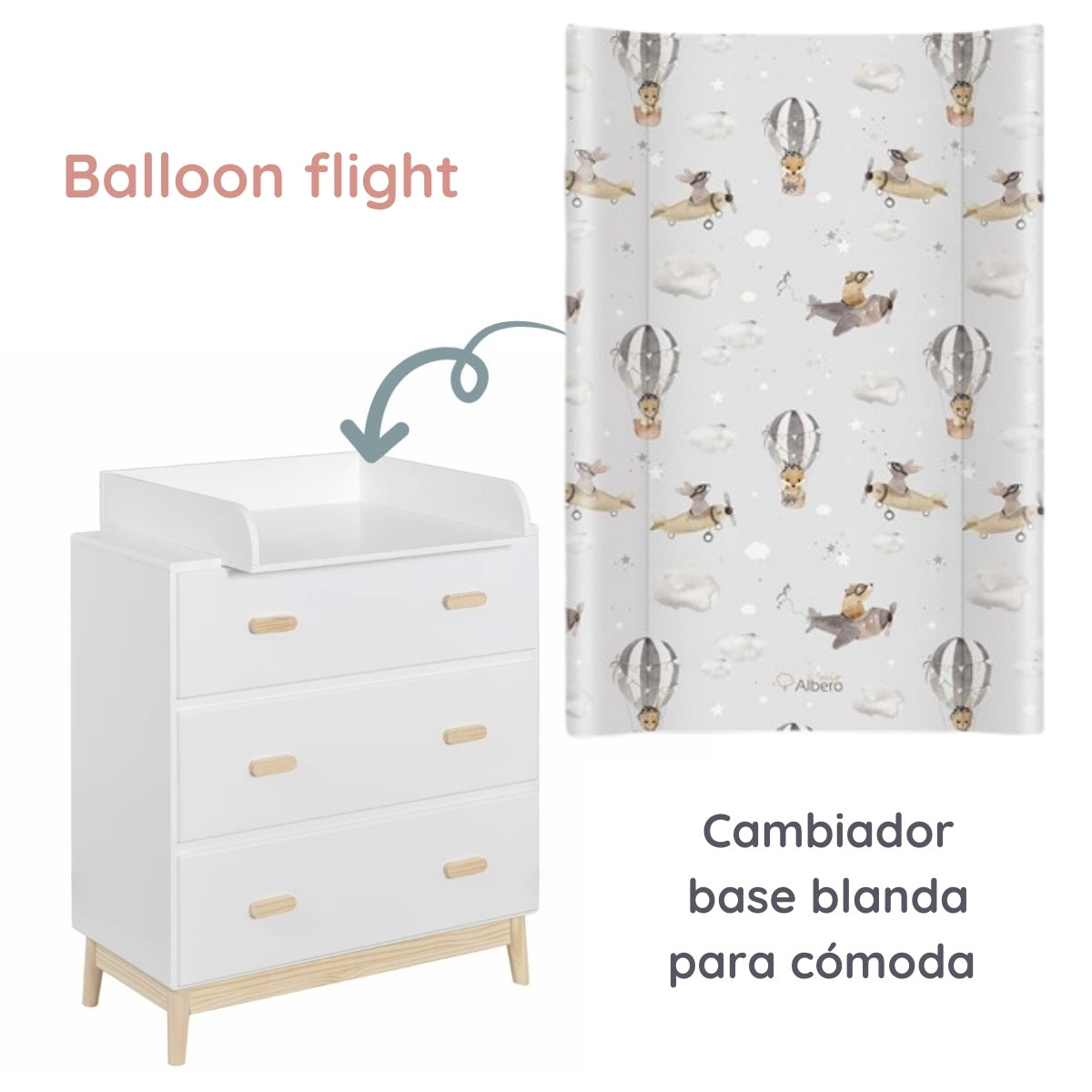 Cotton Color Cambiador Base Blanda Para Cómoda 70x47 Cm_3