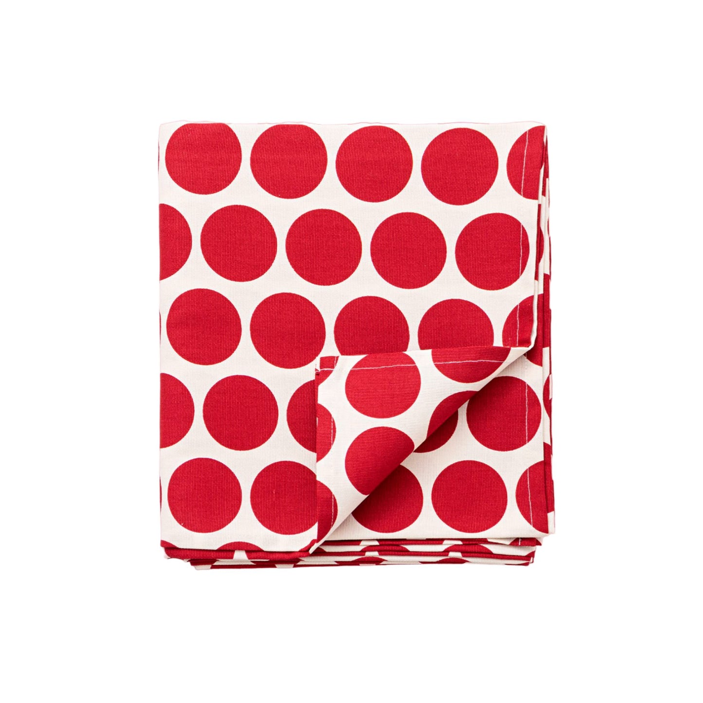 Mantel 170x200cm 100% Algodon Panama 190gsm Topos Rojos Benetton_0