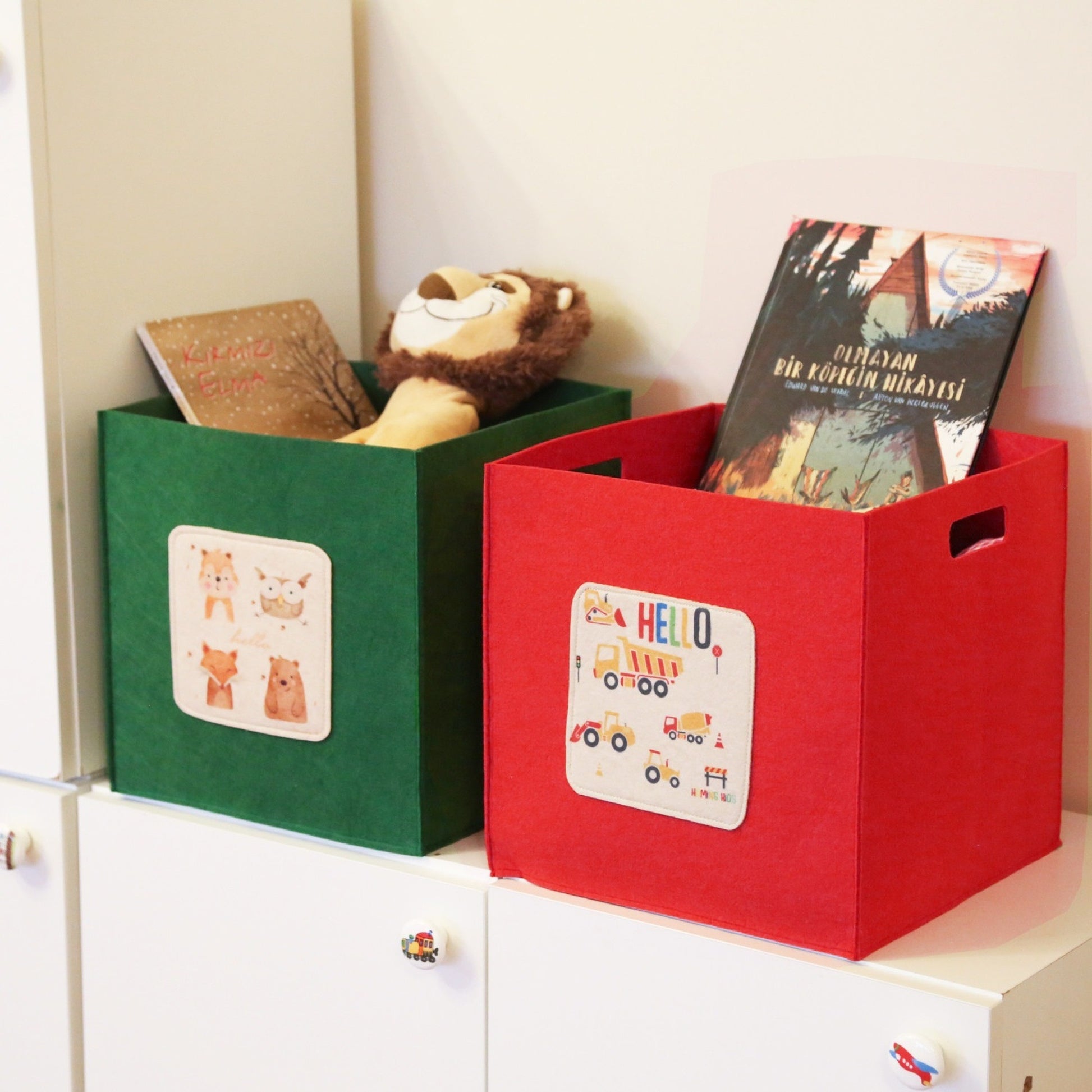 Organizador Infantil Con Asas Verde Y Rojo_5