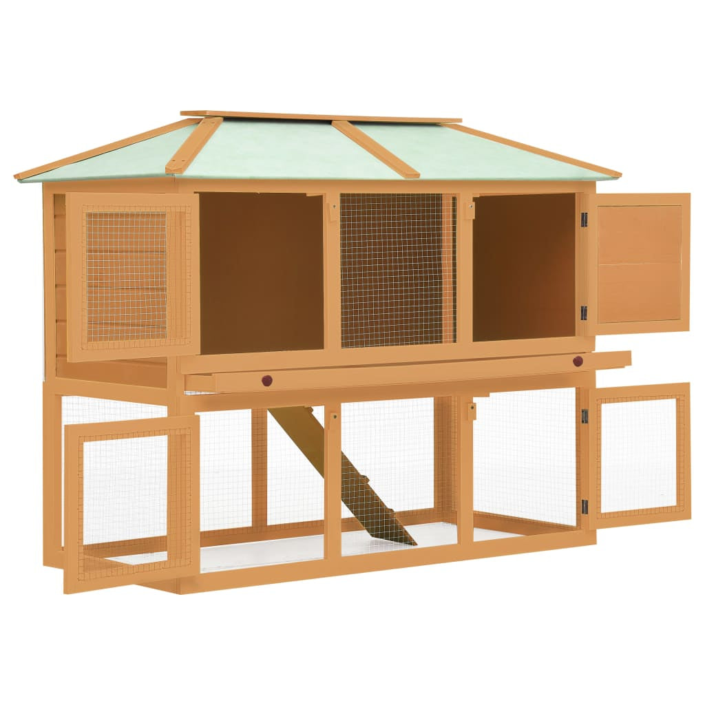 Vidaxl Conejera Jaula De Animales Con Doble Piso De Madera_1