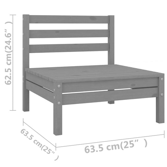 Juego De Muebles De Jardín 7 Piezas Madera Maciza De Pino Gris / Vetonek_0