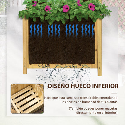 Outsunny Jardinera Con Enrejado De Madera Para Trepadoras 40x40x145 Cm Natural_4