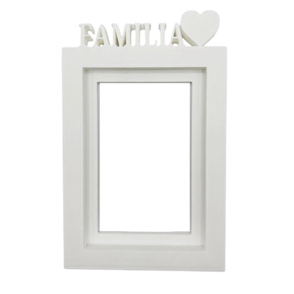 Marco De Fotos Mesa O Pared Modelo Familia 20.5x13.5cm Para Fotos 10x15cm Blanco