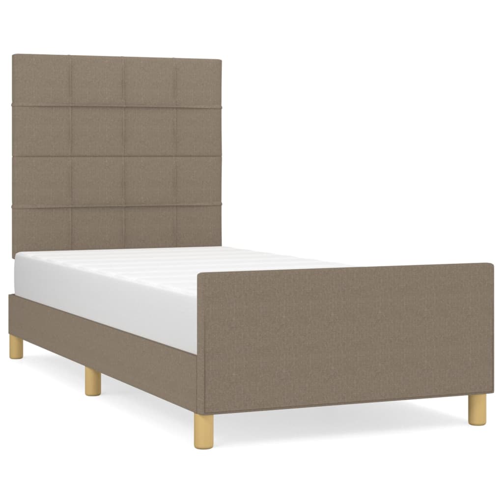 Estructura De Cama Con Cabecero De Tela Gris Taupe 90x200 Cm / Vetonek_4