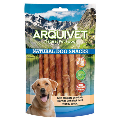 Snack natural para perros  Twist de pato enrollado Arquivet 13cm   100gr