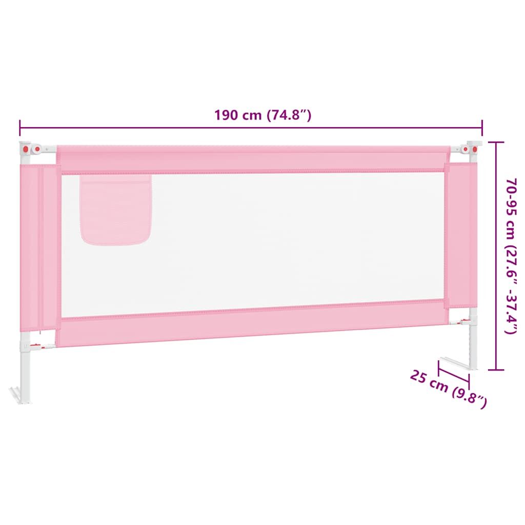 Vidaxl Barandilla De Seguridad Cama De Niño Rosa Tela 190x25 Cm_2