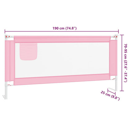 Vidaxl Barandilla De Seguridad Cama De Niño Rosa Tela 190x25 Cm_2