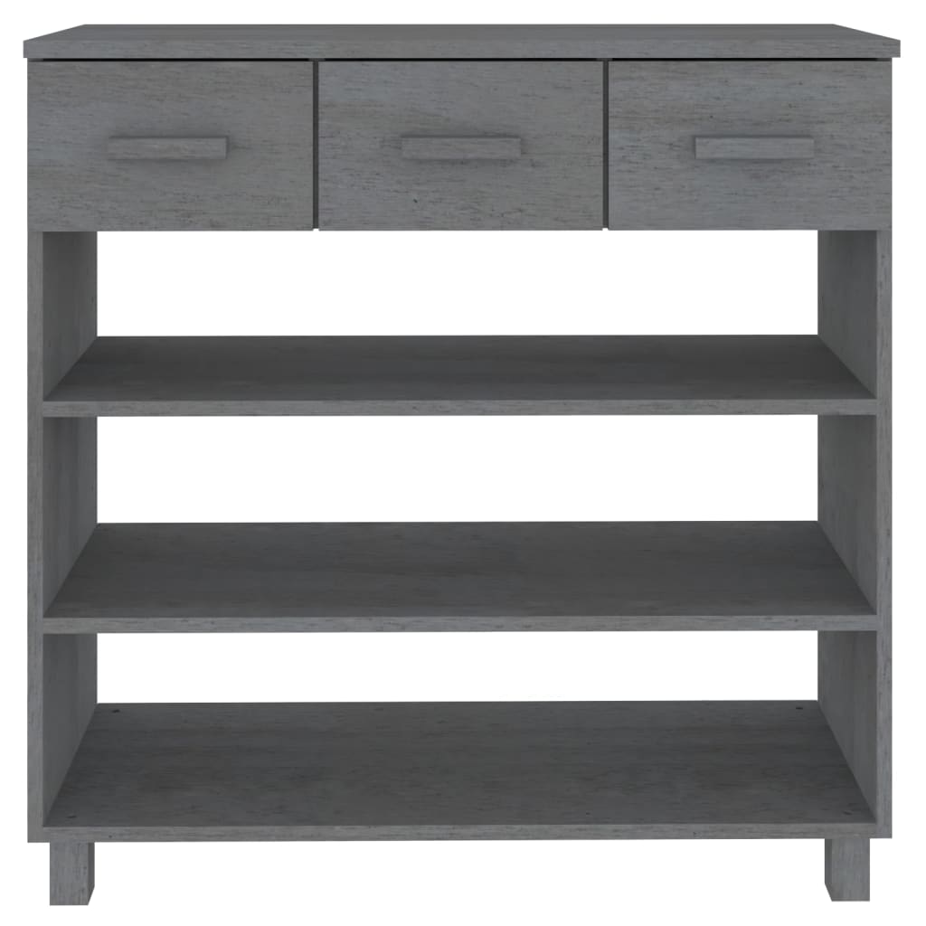 Mesa Consola Madera Maciza De Pino Gris Oscuro 90x35x90 Cm_3