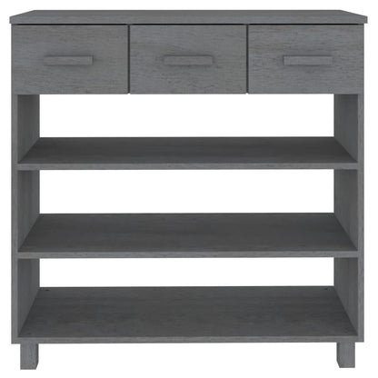 Mesa Consola Madera Maciza De Pino Gris Oscuro 90x35x90 Cm_3