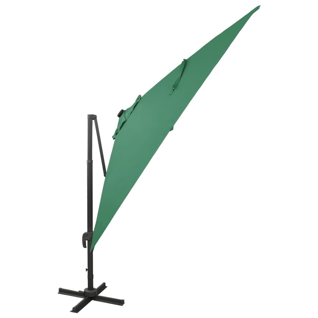 Vidaxl Sombrilla De Jardín Voladiza Con Palo Y Luces Led Verde 300 Cm_1