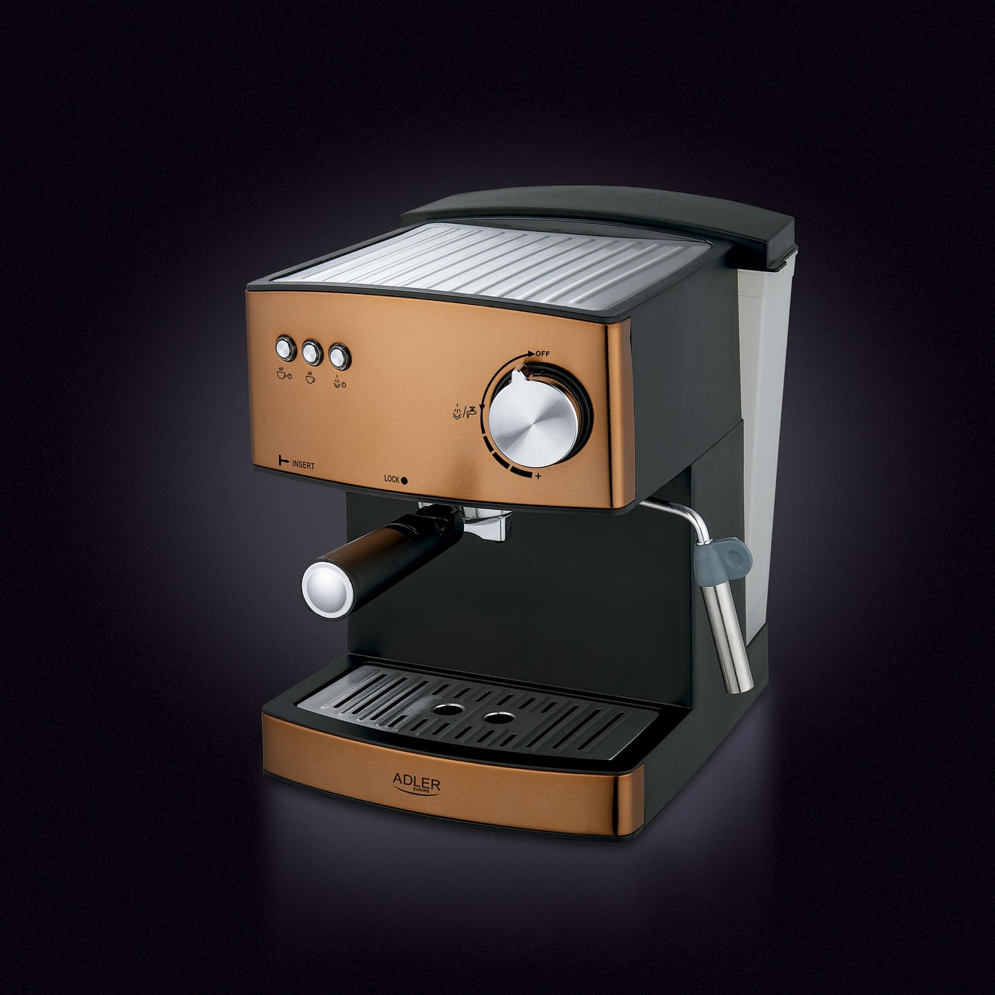 Cafetera Espresso Manual 15 Bares 1,6 L, Brazo Doble Salida, Espumador Leche, Calientatazas Adler Ad4404cr Cobre_4