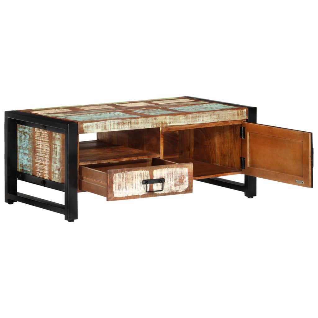 Mesa De Centro De Madera Maciza Reciclada 100x50x41 Cm_3