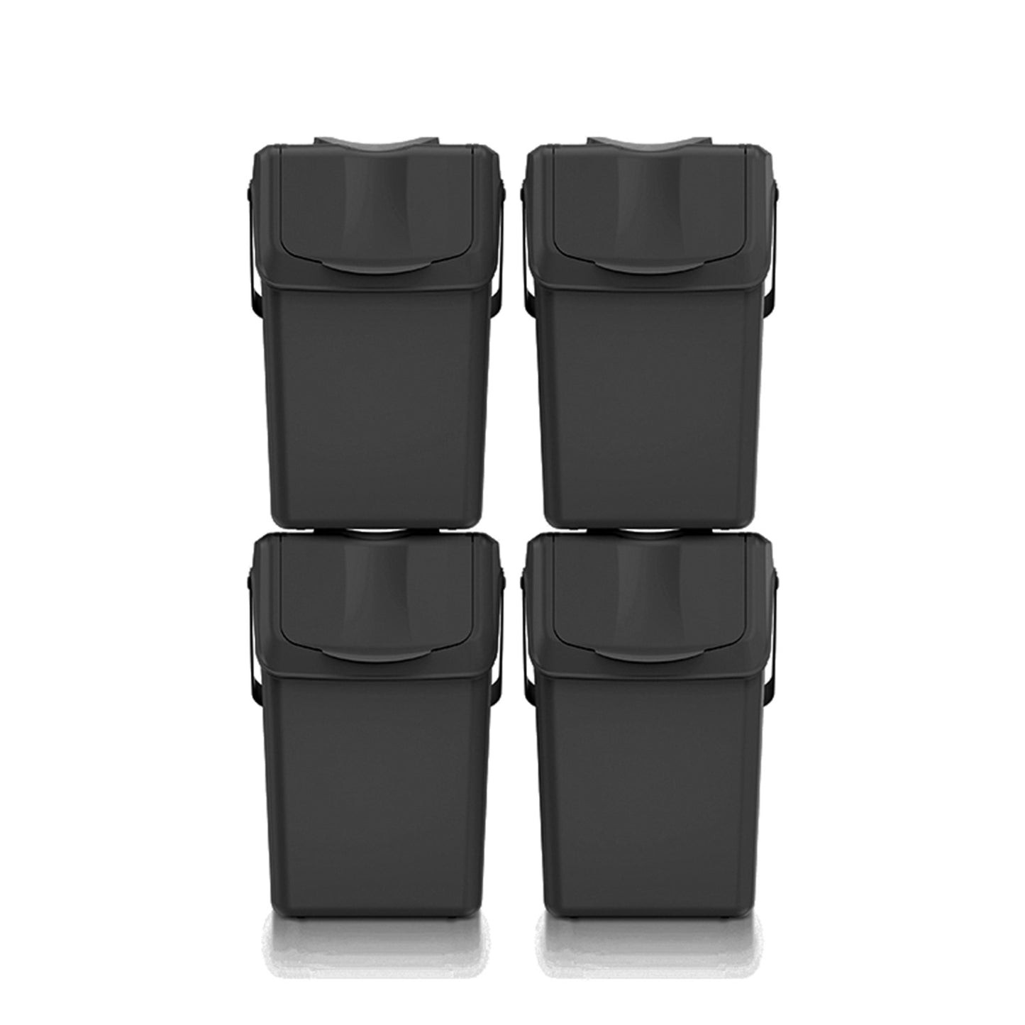 Set De 4 Cubos De Basura Keden Sortibox Para Reciclado, 100% Plástico Reciclado, Negro, Volumen 4x25l_0
