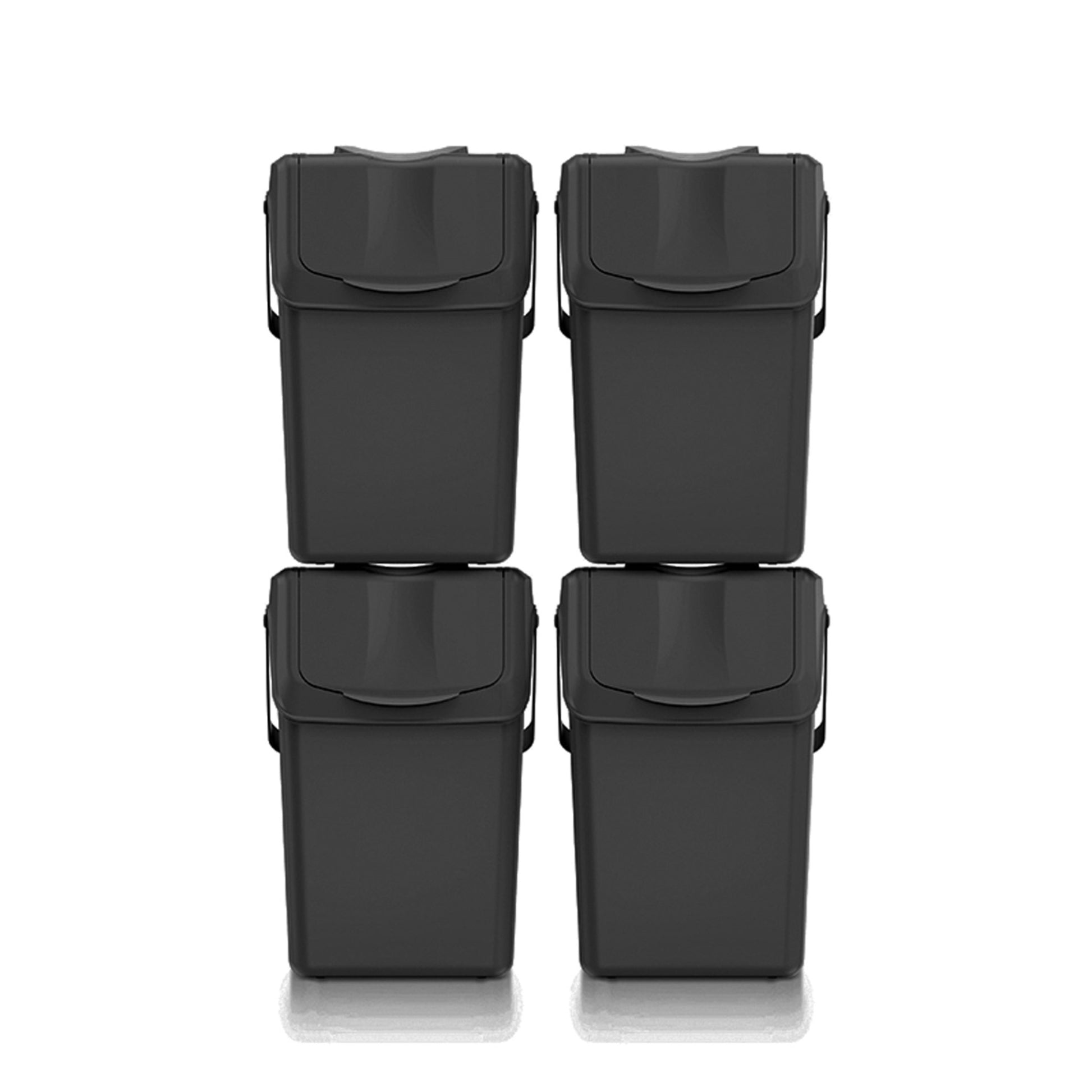 Set De 4 Cubos De Basura Keden Sortibox Para Reciclado, 100% Plástico Reciclado, Negro, Volumen 4x25l_0