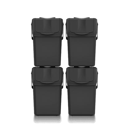 Set De 4 Cubos De Basura Keden Sortibox Para Reciclado, 100% Plástico Reciclado, Negro, Volumen 4x25l_0