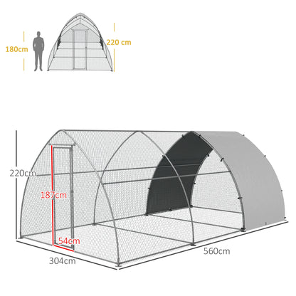 Pawhut Gallinero Para Exterior 304x560x220 Cm Cubierta De Tela Oxford Plata_2