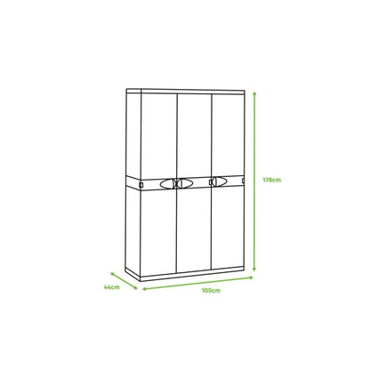 Armario de 3 Puertas con escobero 105 cm Titanium Plastiken Negro (Reacondicionado)