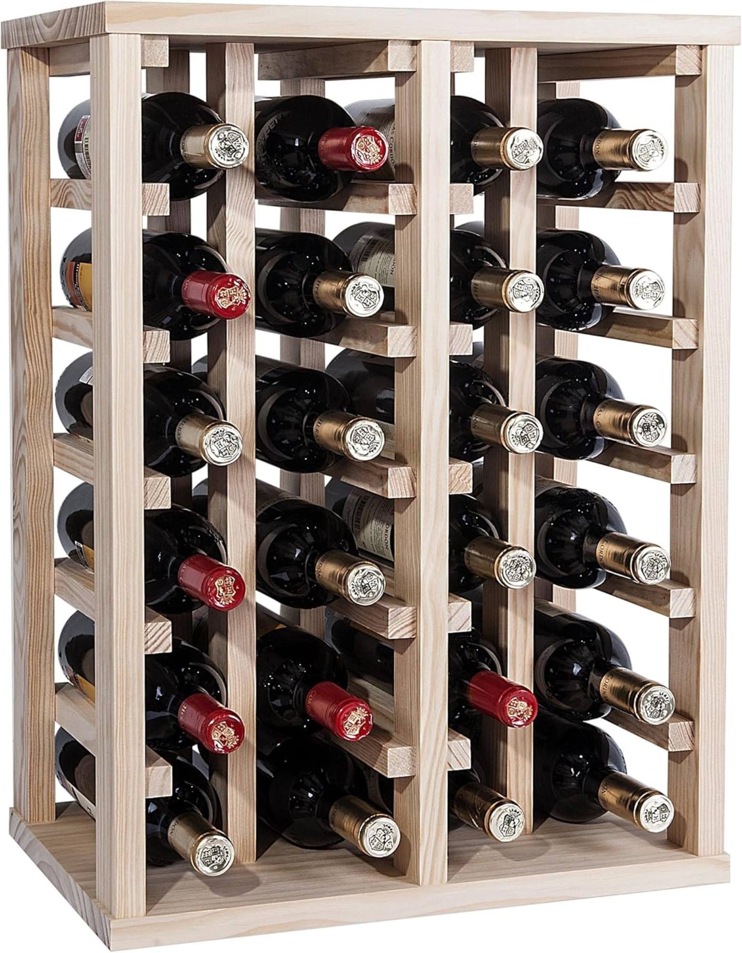 Well Home - Botellero En Madera De Pino Con 24 Estantes Sin Barnizar