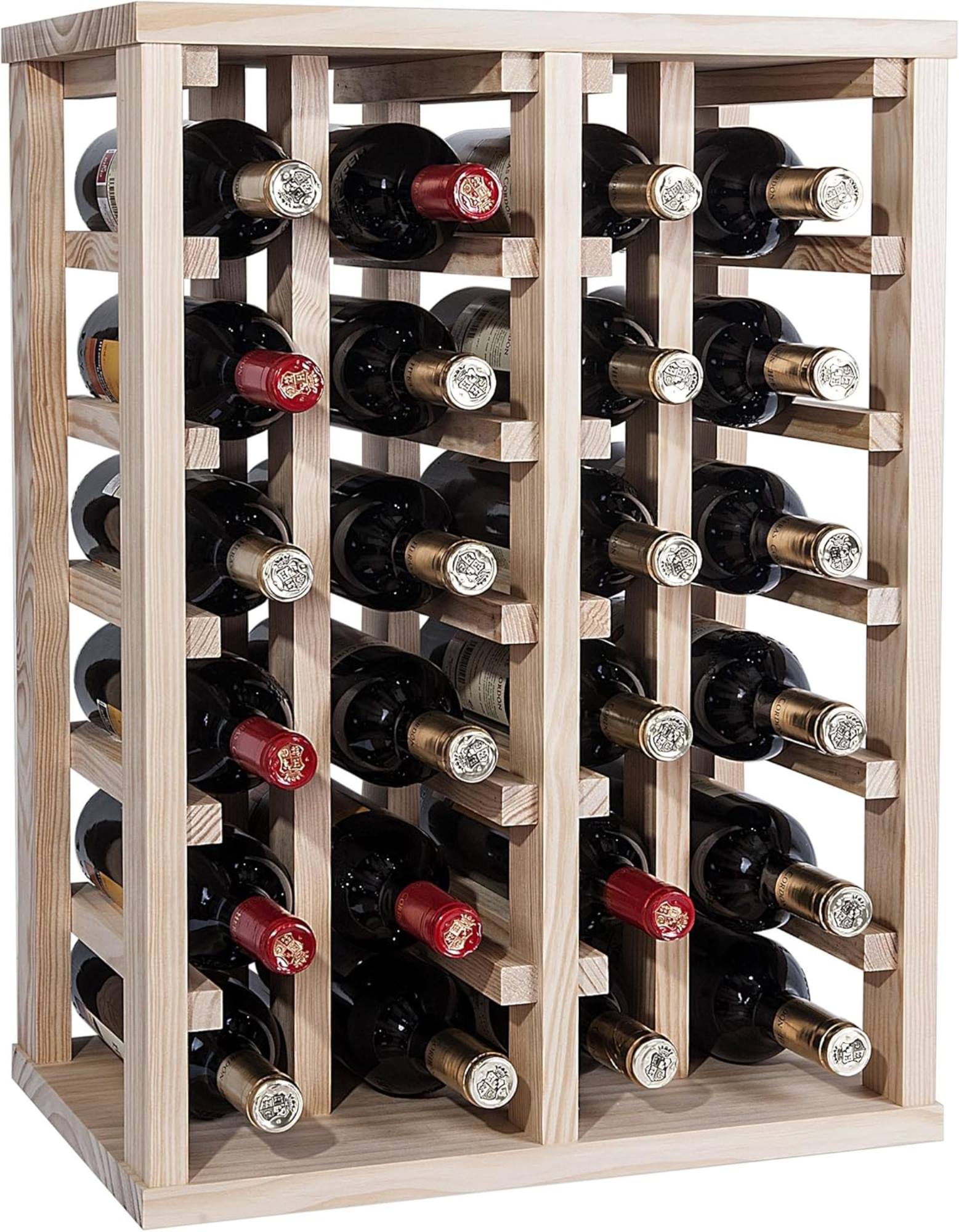 Well Home - Botellero En Madera De Pino Con 24 Estantes Sin Barnizar