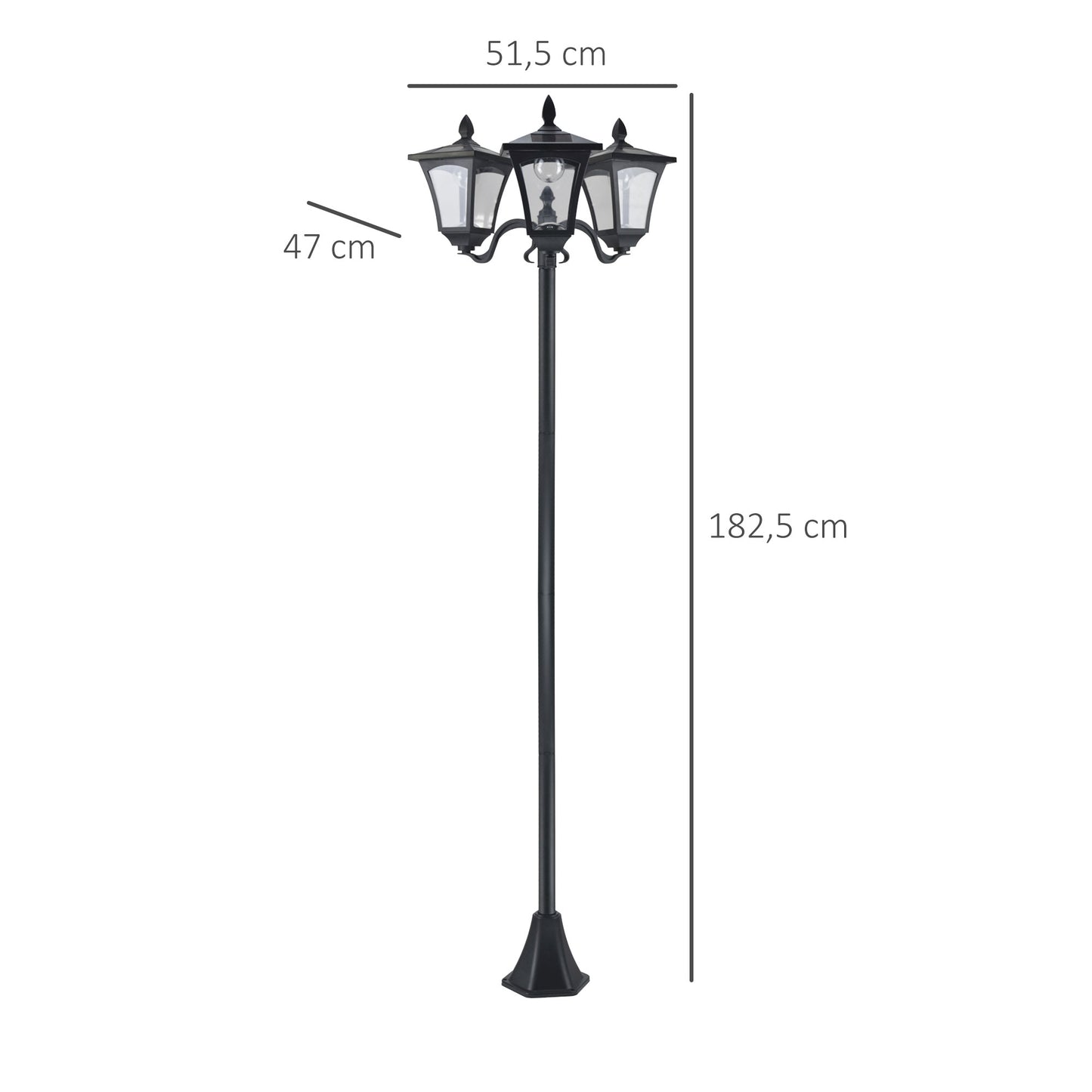 Outsunny Farol Solar De Jardín Con 3 Luces Led Impermeable Ip44 51,5x47x182,5 Cm_2