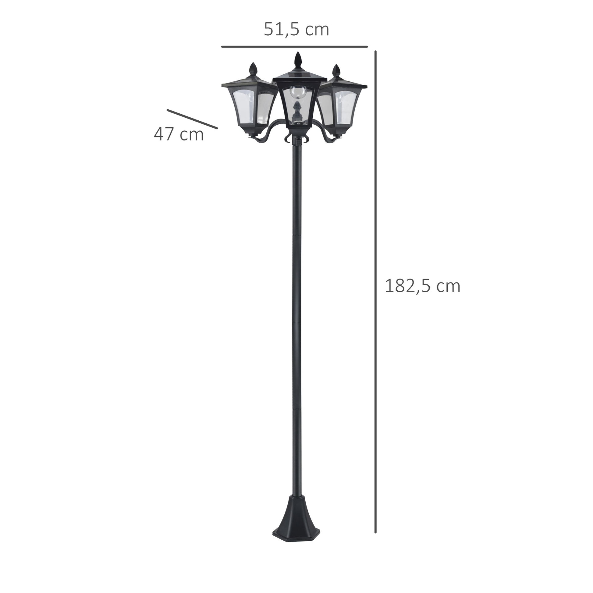 Outsunny Farol Solar De Jardín Con 3 Luces Led Impermeable Ip44 51,5x47x182,5 Cm_2