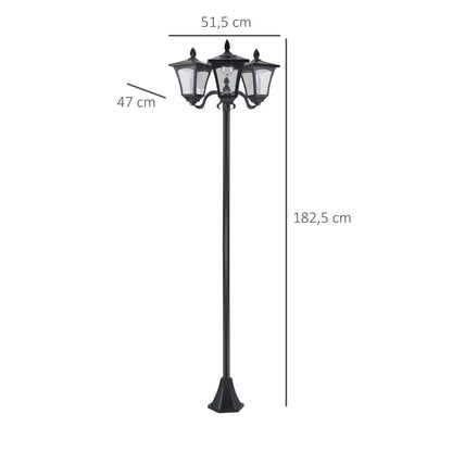 Outsunny Farol Solar De Jardín Con 3 Luces Led Impermeable Ip44 51,5x47x182,5 Cm_2