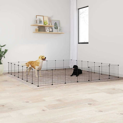 Vidaxl Jaula Para Mascotas De 28 Paneles Puerta Acero Negro 35x35 Cm_1