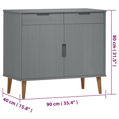 Aparador Molde Madera Maciza De Pino Gris 90x40x80 Cm / Vetonek_5