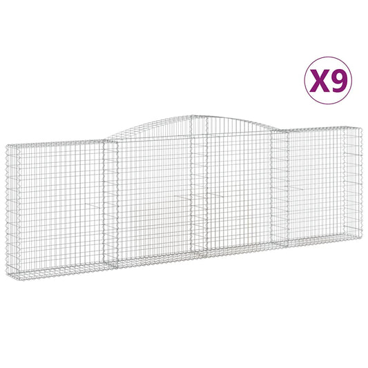 Cestas De Gaviones 9 Uds Forma De Arco Hierro 400x30x120/140 Cm_0