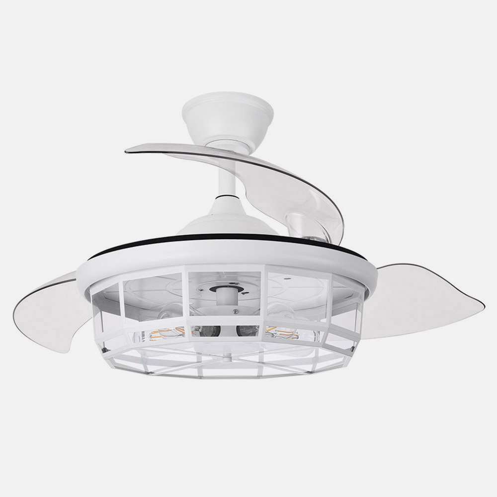 Ventilador Dc Tornado Blanco 5xe27 107d 3aspas Desplegables 6velocidades C/remoto Y Temporizador_2