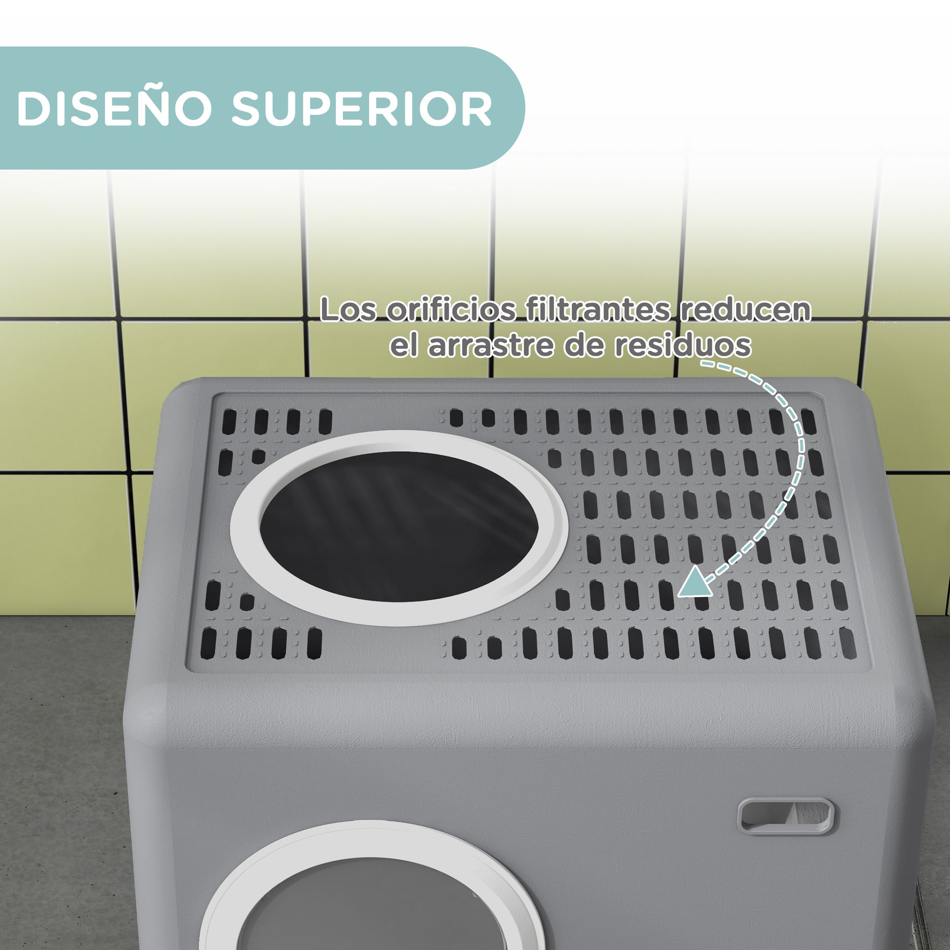 Pawhut Arenero Para Gatos Cubierto Con Bandeja Extraíble Puertas Pala Gris_5
