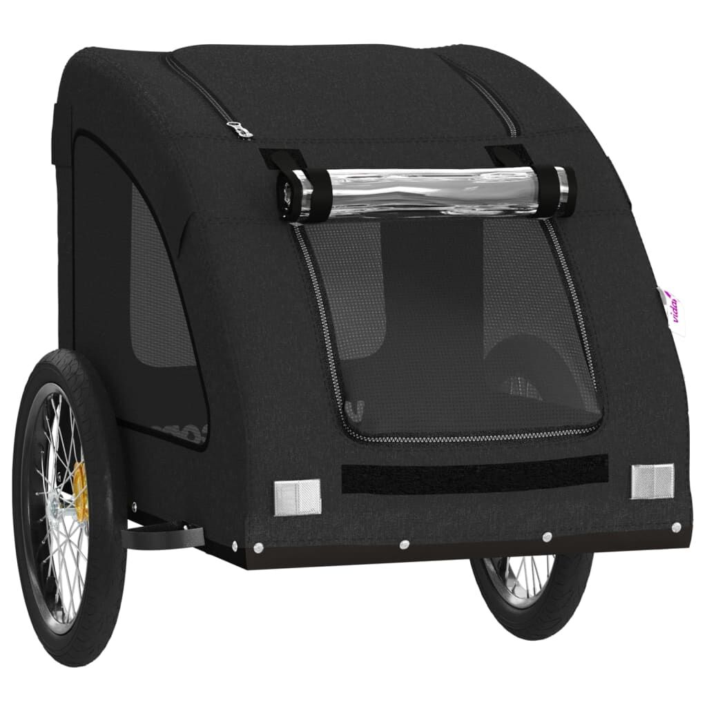 Vidaxl Remolque De Bicicleta Mascotas Hierro Tela Oxford Negro_4