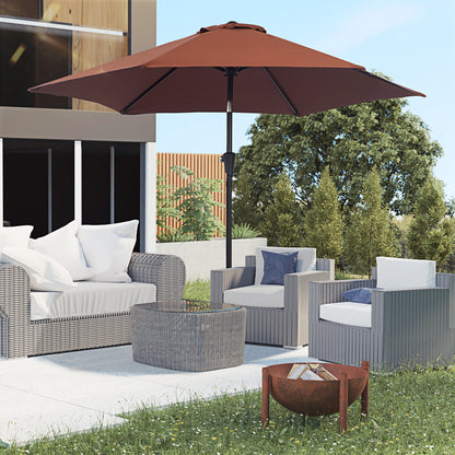 Outsunny Sombrilla Para Jardín Ø260x235 Cm Parasol De Aluminio Reclinable Café_1