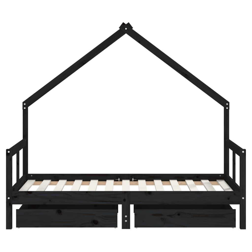 Vidaxl Estructura Cama Infantil Y Cajones Madera Pino Negro 80x160 Cm_4