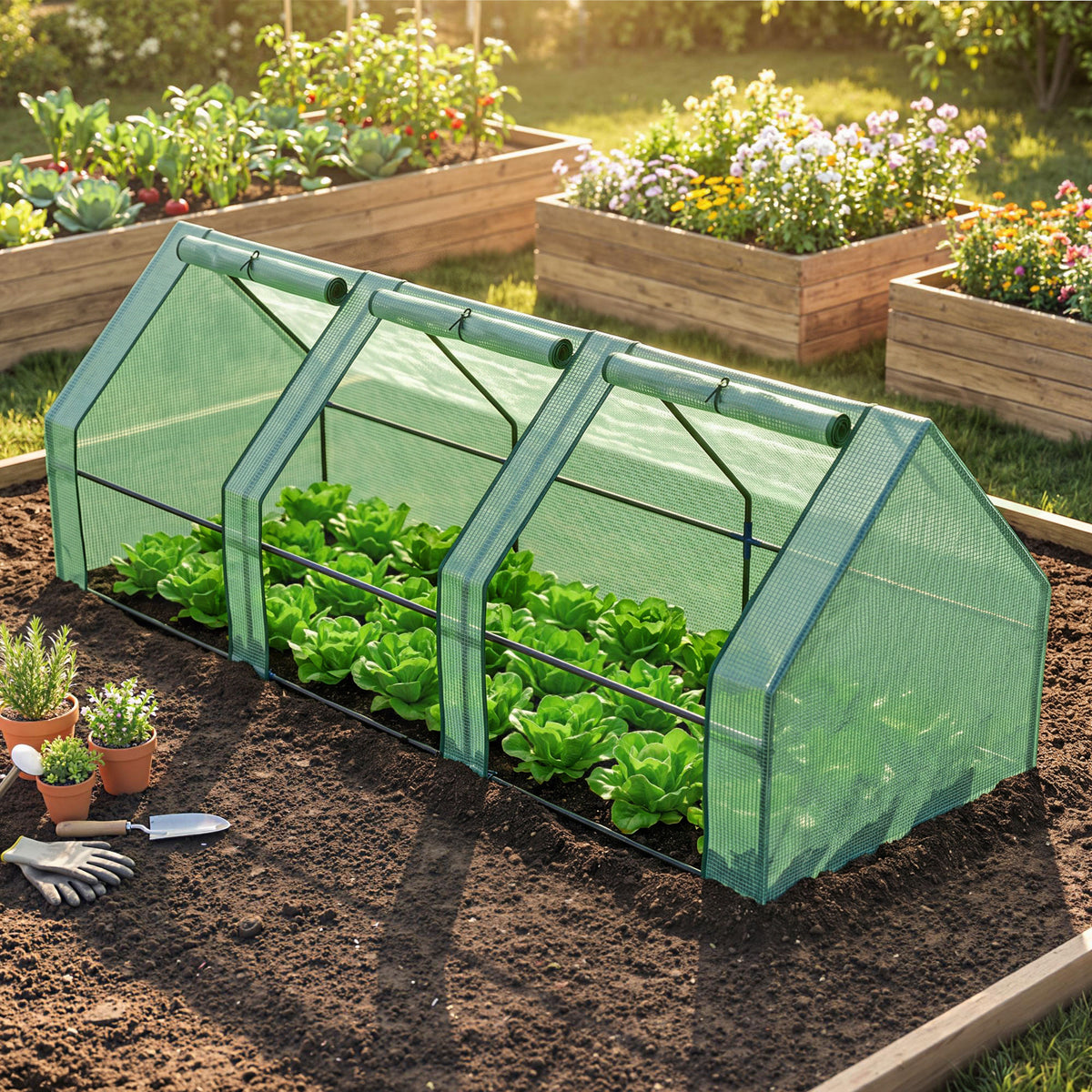 Invernadero De Jardín Con 3 Ventanas Outsunny 270x90x90 Cm Verde_1