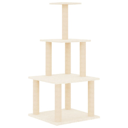 Rascador Para Gatos Con Postes De Sisal Color Crema 111 Cm_3