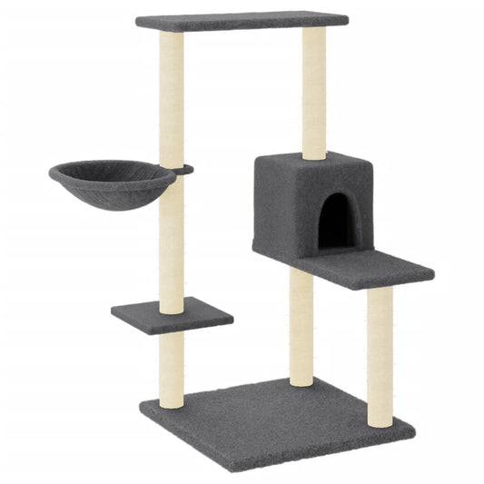 Vidaxl Rascador Para Gatos Con Postes De Sisal Gris Oscuro 95 Cm_0