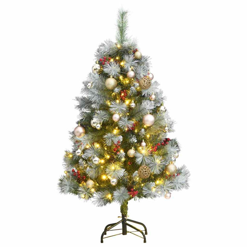Vidaxl Árbol Navidad Artificial Con Bisagras 150 Led Y Bolas 120 Cm_0