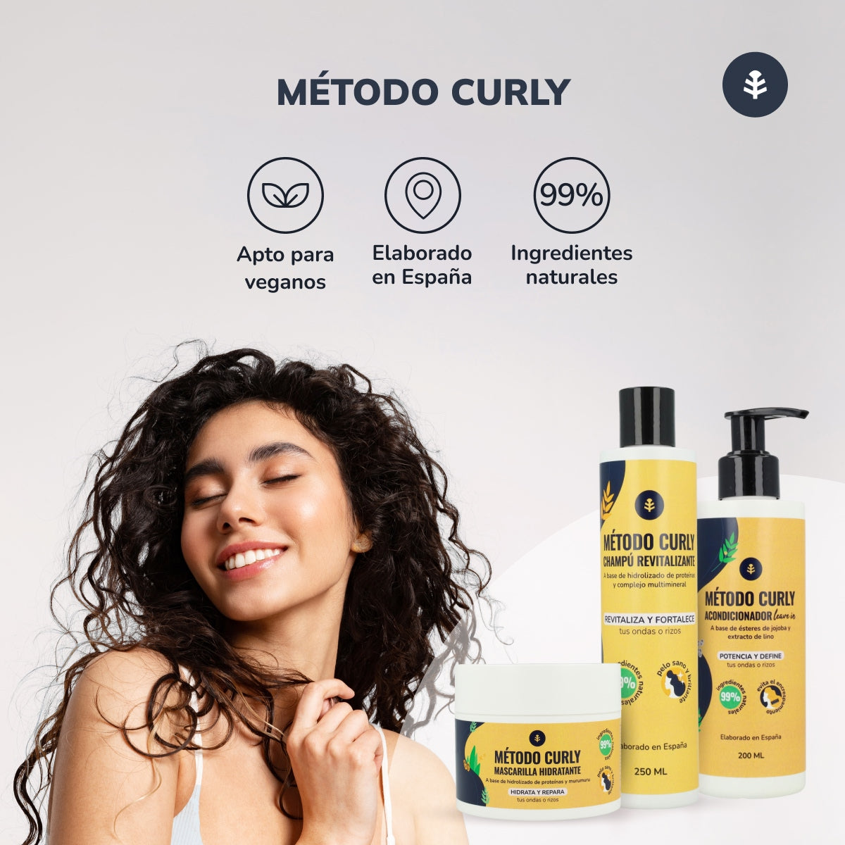 Pack Método Curly: champú, mascarilla y leave in Planeta Huerto