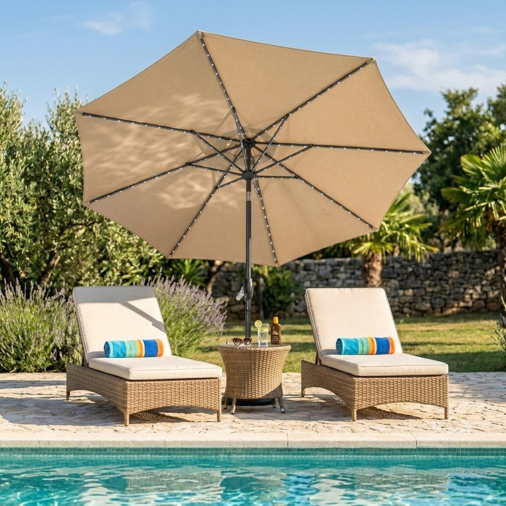 Parasol Led Inclinable 2,7 M Con Base – Beige_3