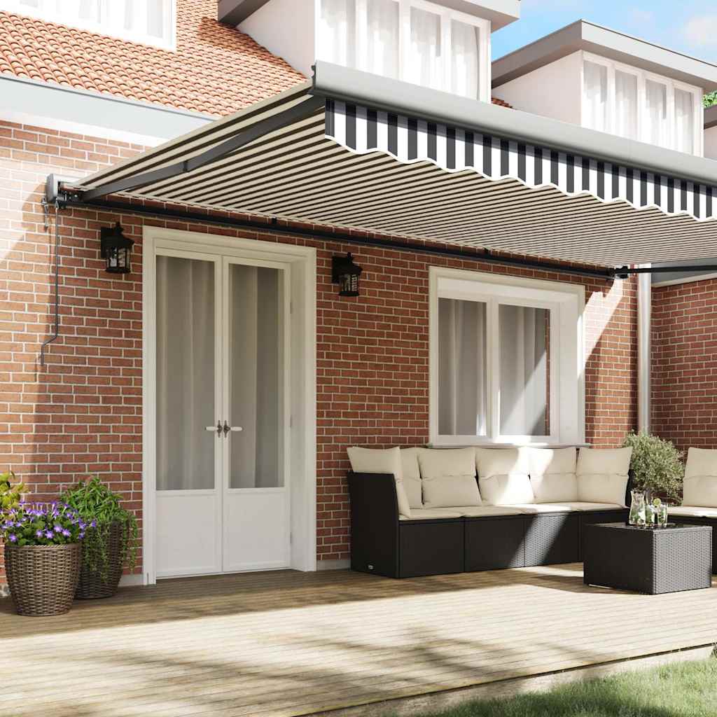 Toldo Retráctil Aluminio Y Tela Gris Antracita Y Blanco 5x3 M_2