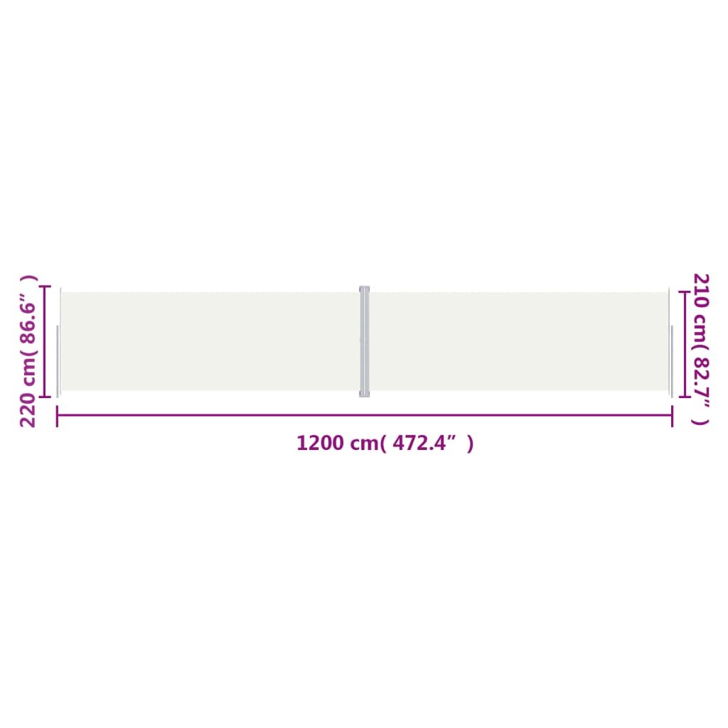 Vidaxl Toldo Lateral Retráctil Crema 220x1200 Cm_2